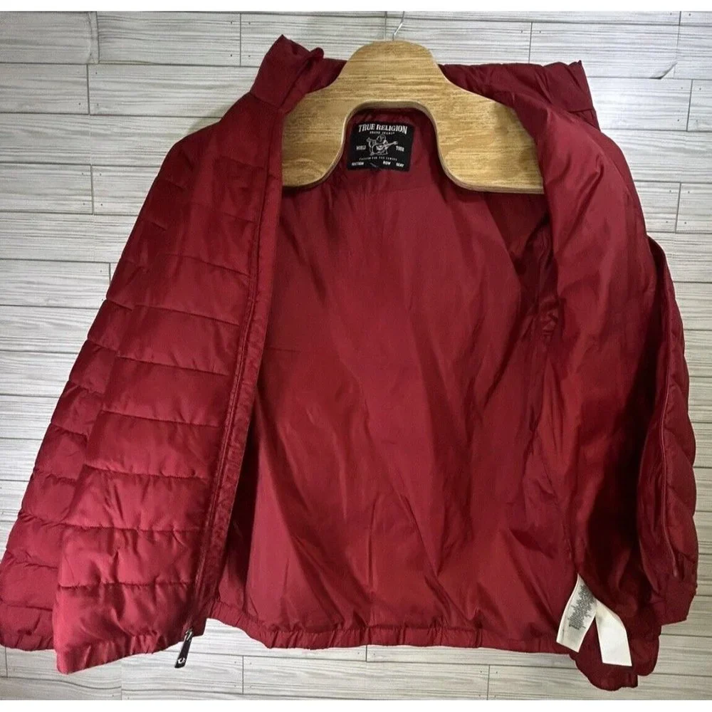 True Religion Men's World‎ Tour Red Puffer Jacket Polyester Full Zip Size 2XL